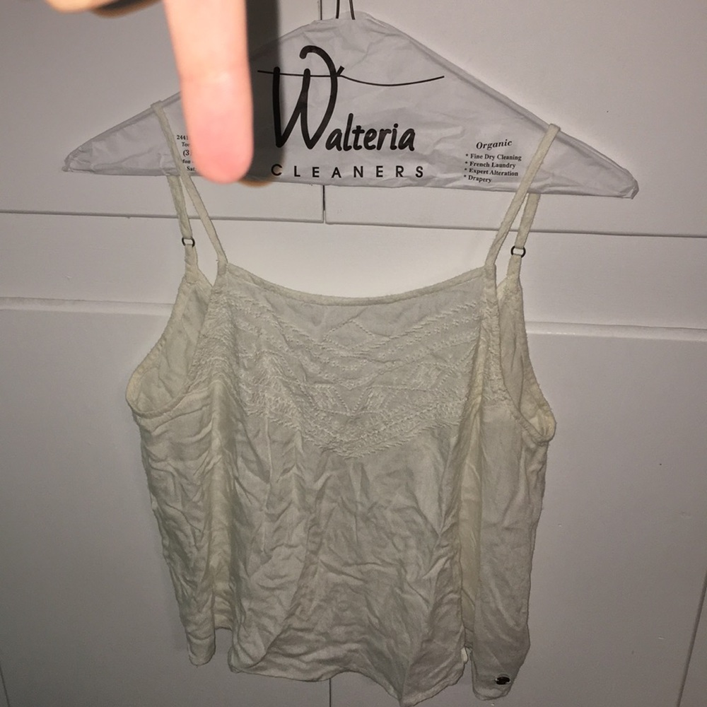 Embroidered white roxy tank top